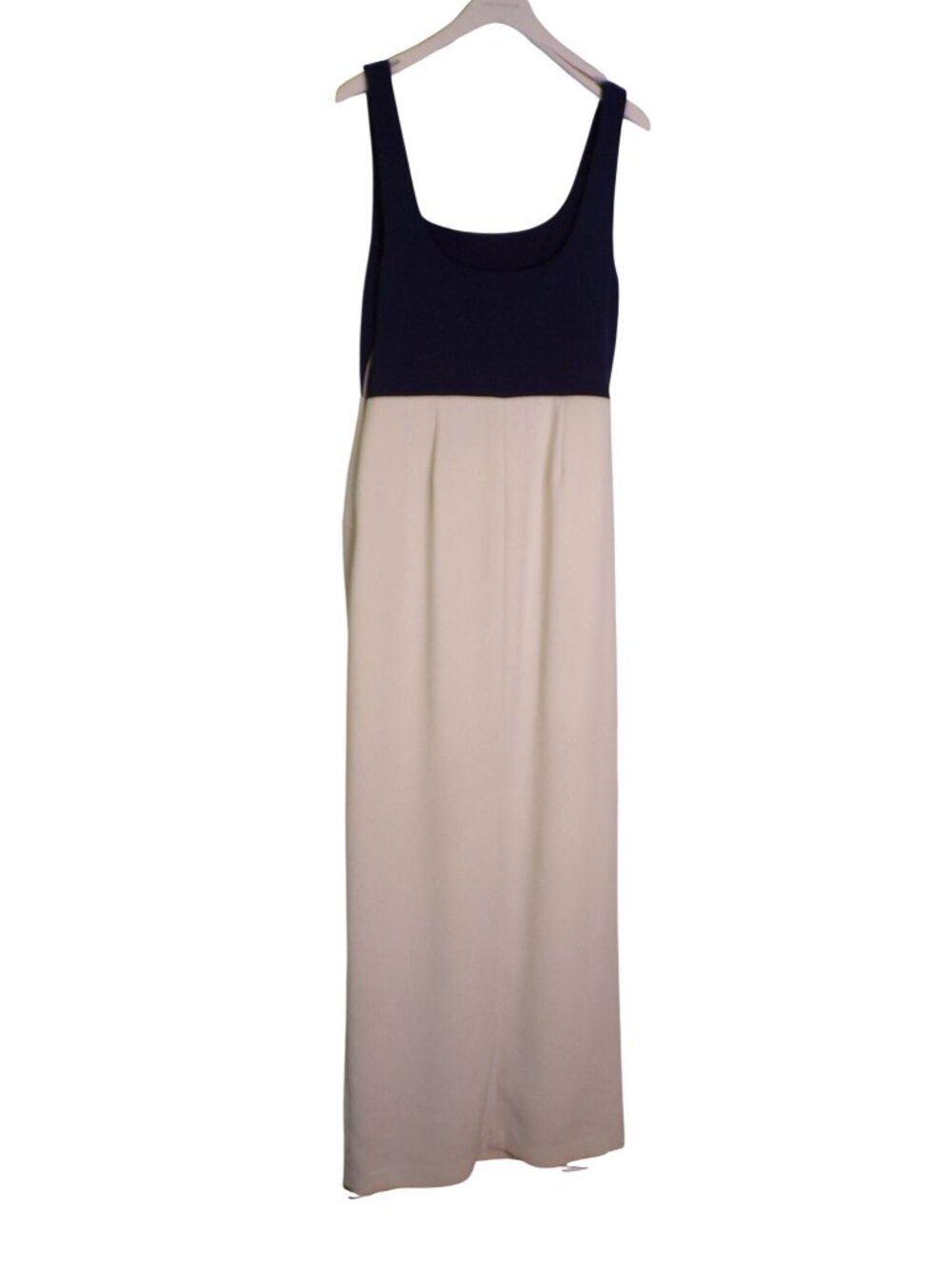🆕RALPH LAUREN Two-Tone Ottoman Crepe Sleeveless Gown Navy Blue/Ivory 12 - Picture 13 of 16